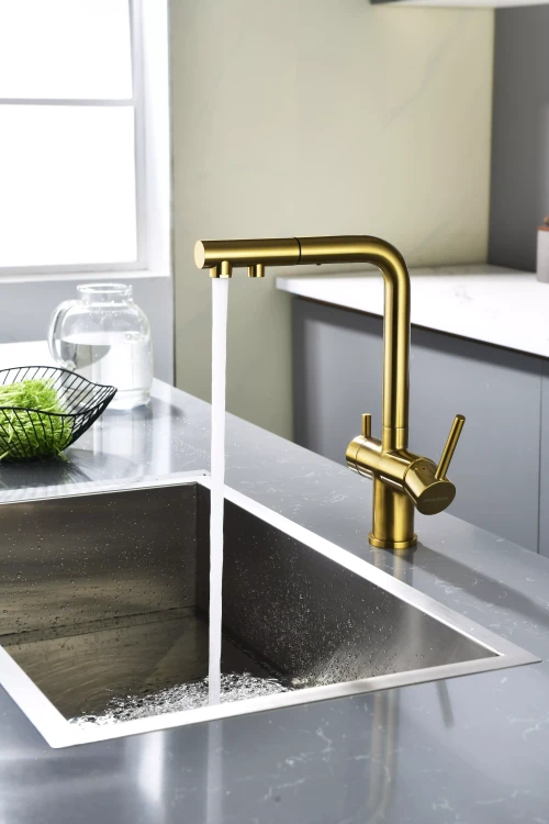 Смеситель SERPENTINE с подключением к фильтру для воды Брашированное золото BG