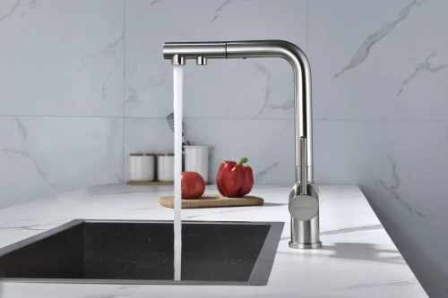 Смеситель SERPENTINE с подключением к фильтру для воды Брашированная сталь