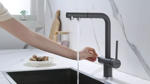 Смеситель SERPENTINE с подключением к фильтру для воды Серый металлик