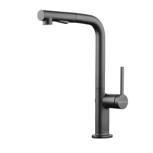 Смеситель Paulmark Neo латунный с поворотным изливом Вороненая сталь GM