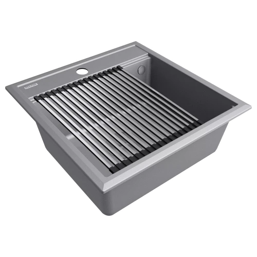 Кухонная мойка STEPIA 50 врезная из искусственного гранита Серый металлик