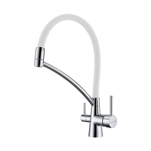 Смеситель Paulmark Siegen однорычажный с гибким шлангом Белый / хром