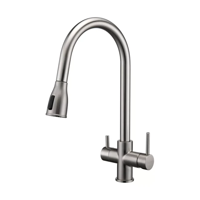 Смеситель латунный LANGE с подключением к фильтру для воды с выдвижной лейкой