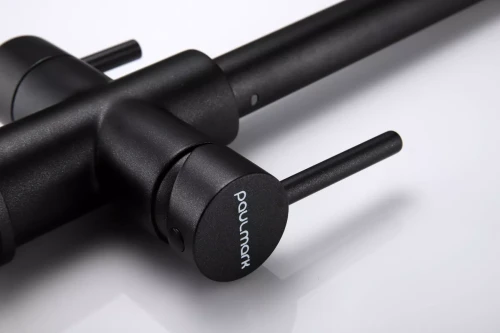 Смеситель латунный LANGE с подключением к фильтру для воды с выдвижной лейкой черный