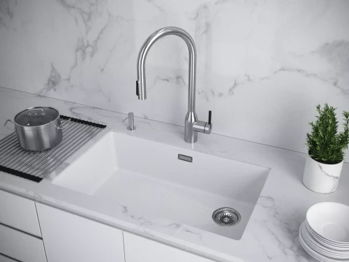 Кухонная мойка LUMI 74 UNI прямоугольная Белый матовый WH