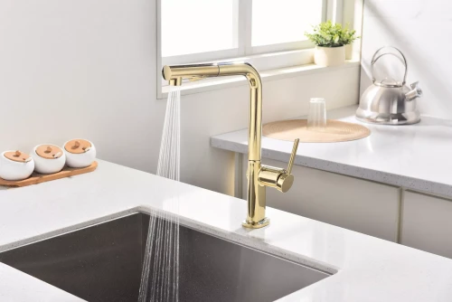 Смеситель Paulmark Neo латунный с поворотным изливом Золото G