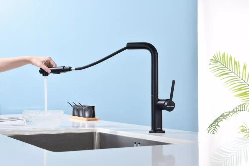 Смеситель Paulmark Neo латунный с поворотным изливом Антрацит