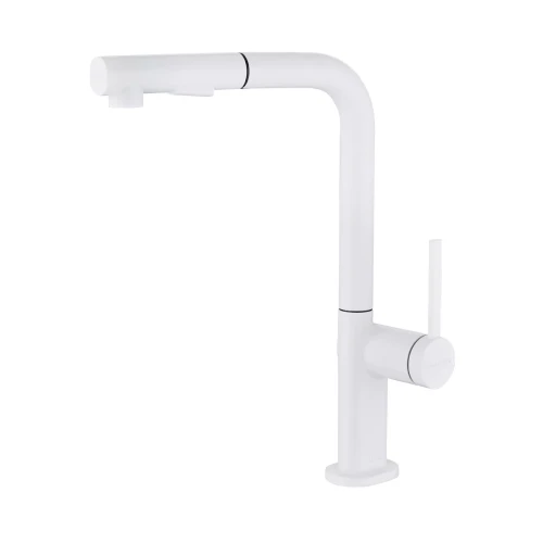 Смеситель Paulmark Neo латунный с поворотным изливом Белый матовый WH