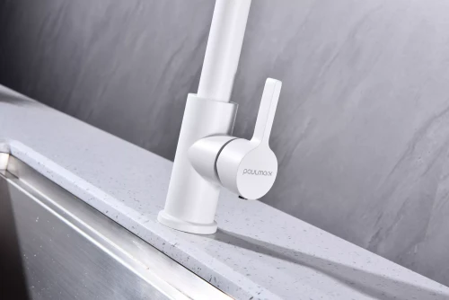 Смеситель Paulmark Halt поворотный Белый матовый WH