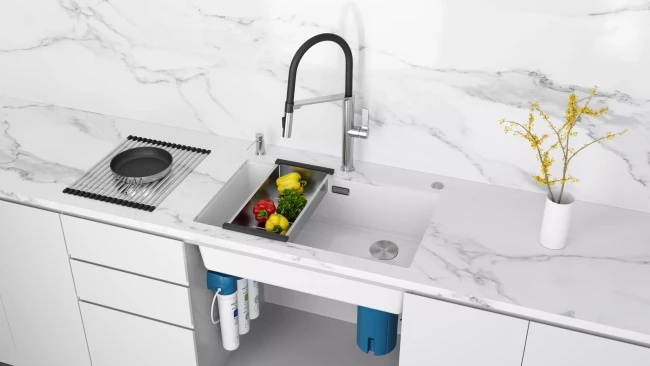 Кухонная мойка LUMI 74 UNI-SKEW из искусственного гранита прямоугольная