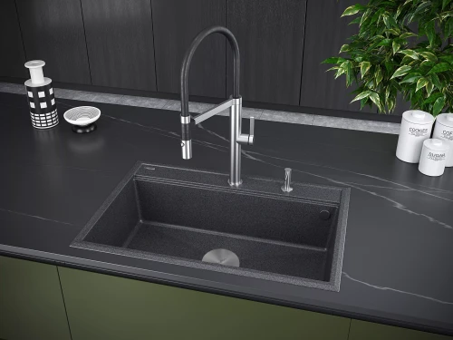 Кухонная мойка STEPIA 80 врезная из искусственного гранита Графит DG