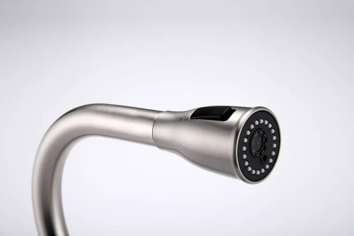 Смеситель латунный LANGE с подключением к фильтру для воды с выдвижной лейкой Брашированная сталь