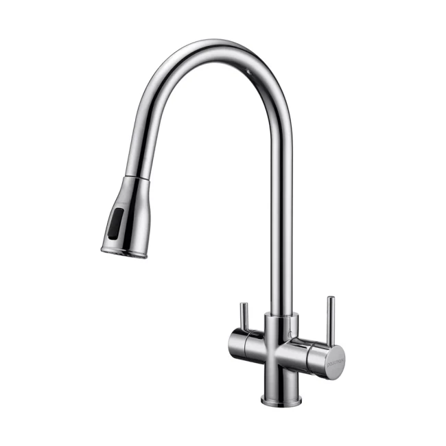 Смеситель латунный LANGE с подключением к фильтру для воды с выдвижной лейкой