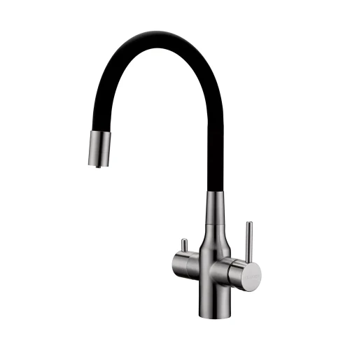 Смеситель Paulmark Salix с гибким изливом Брашированная сталь