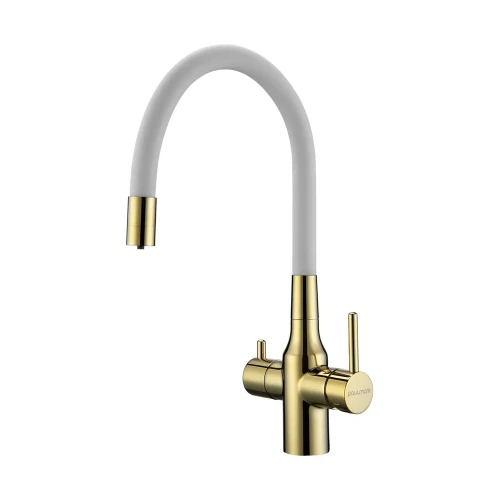 Смеситель Paulmark Salix с гибким изливом Белый / золото