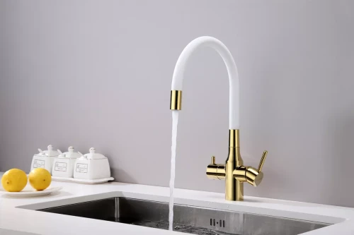 Смеситель Paulmark Salix с гибким изливом Белый / золото
