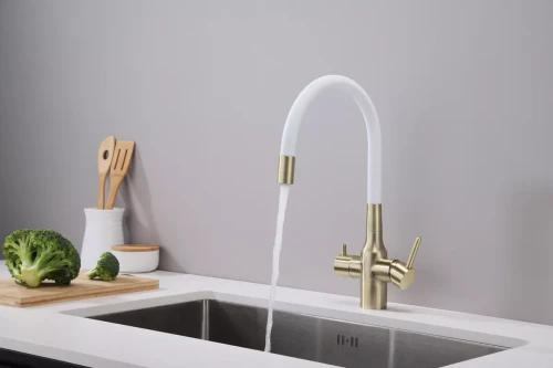 Смеситель Paulmark Salix с гибким изливом Бронза / белый