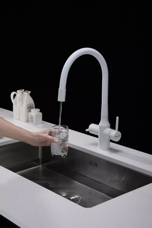 Смеситель Paulmark Salix с гибким изливом Белый матовый WH