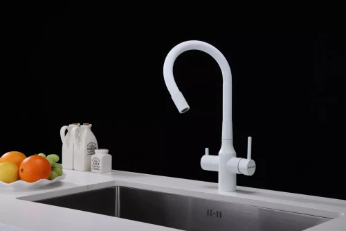 Смеситель Paulmark Salix с гибким изливом Белый матовый WH