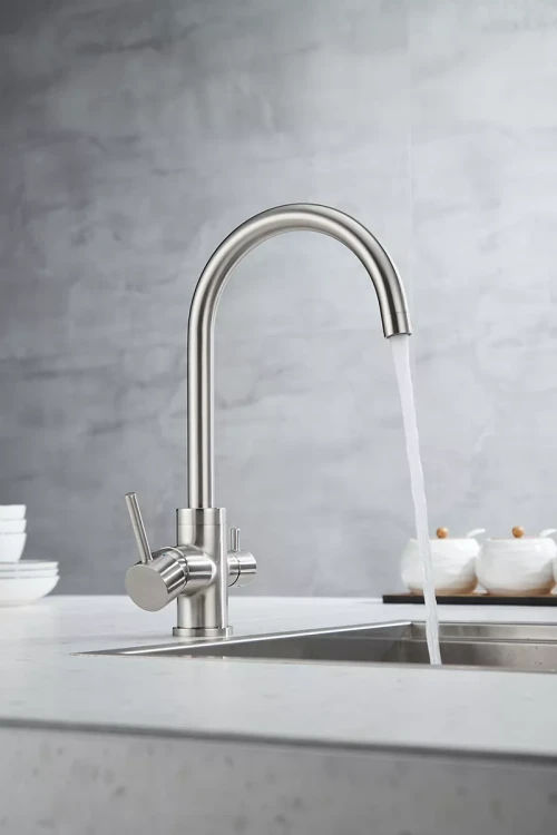 Смеситель Paulmark Essen с подключением к фильтру для воды Брашированная сталь