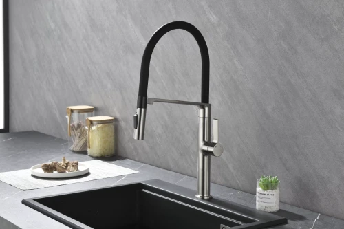 Смеситель Paulmark Barrel с гибким изливом Брашированная сталь