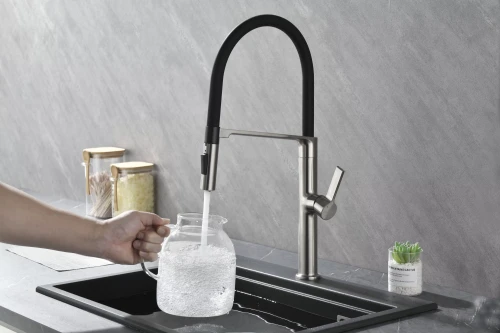 Смеситель Paulmark Barrel с гибким изливом Брашированная сталь