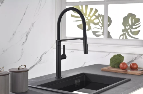 Смеситель Paulmark Barrel с гибким изливом Антрацит