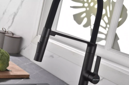 Смеситель Paulmark Barrel с гибким изливом Антрацит