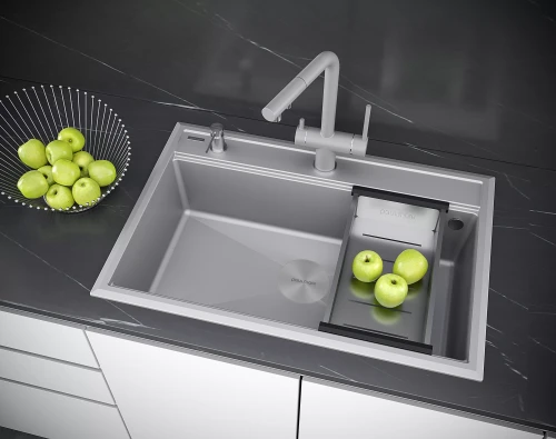 Кухонная мойка STEPIA 45 из искусственного гранита Серый металлик