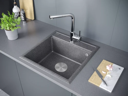 Кухонная мойка STEPIA 50 врезная из искусственного гранита Графит DG