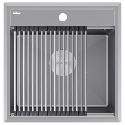 Кухонная мойка STEPIA 50 врезная из искусственного гранита Серый металлик