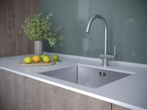 Смеситель Paulmark Bend с высоким изливом Брашированная сталь