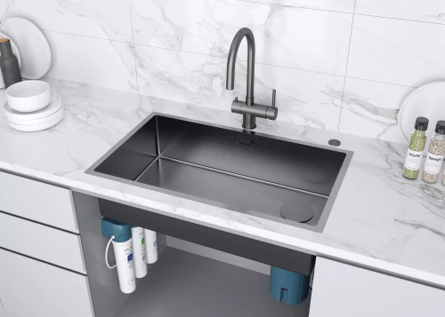 Смеситель Paulmark Heller с подключением к фильтру для воды Вороненая сталь GM