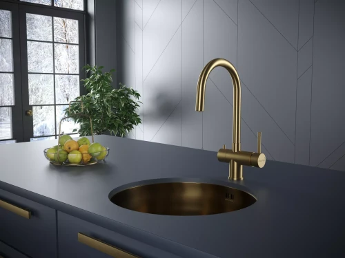 Смеситель Paulmark Heller с подключением к фильтру для воды Брашированное золото BG