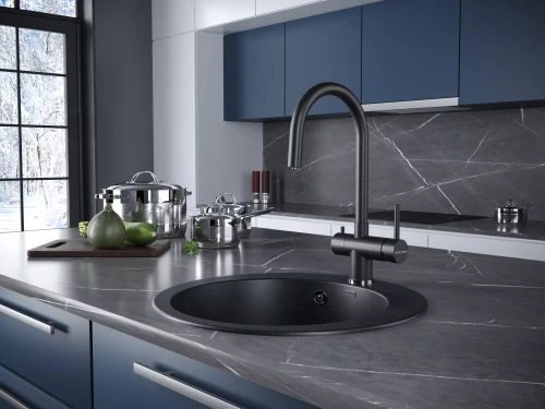 Смеситель Paulmark Heller с подключением к фильтру для воды черный