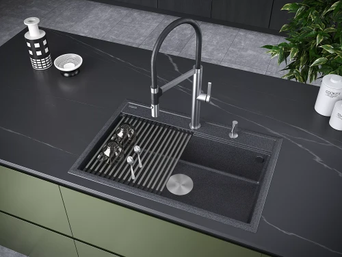 Кухонная мойка STEPIA 80 врезная из искусственного гранита Графит DG