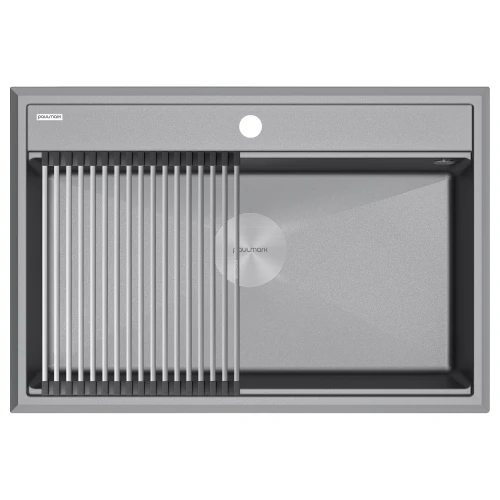 Кухонная мойка STEPIA 80 врезная из искусственного гранита Серый металлик