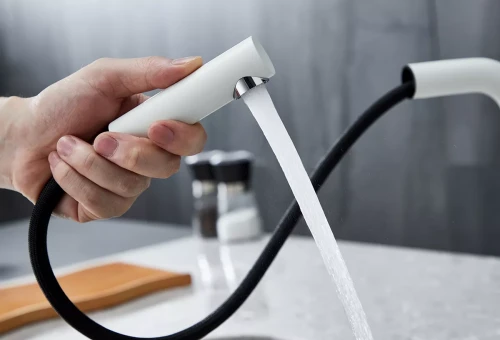 Смеситель Paulmark Kassel с выдвижным изливом Белый матовый WH