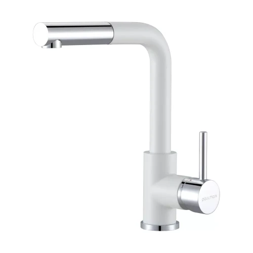 Смеситель Paulmark Kassel с выдвижным изливом Белый матовый