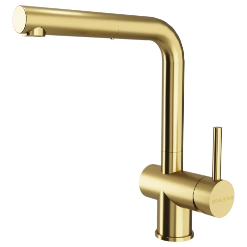 Смеситель Paulmark Dosse с вытяжным изливом светлое золото