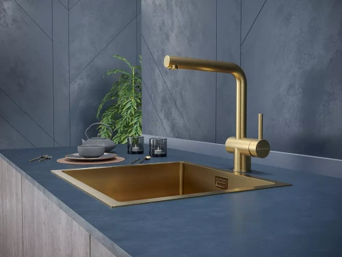 Смеситель Paulmark Dosse с вытяжным изливом Брашированное золото BG