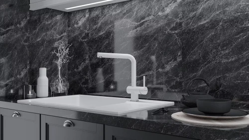 Смеситель Paulmark Dosse с вытяжным изливом Белый матовый WH