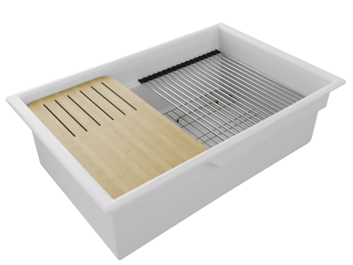 Кухонная мойка GLAMP 81 UNO из керамики белый глянцевый