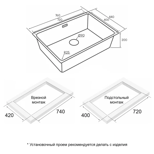 Кухонная мойка YUNI 76 UNI светлое золото