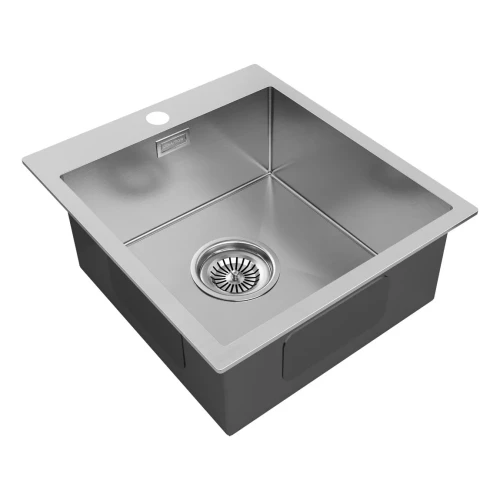 Кухонная мойка KRONER 45 из нержавеющей стали врезная Брашированная сталь