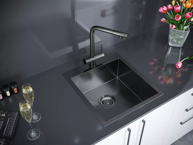 Кухонная мойка KRONER 45 из нержавеющей стали врезная