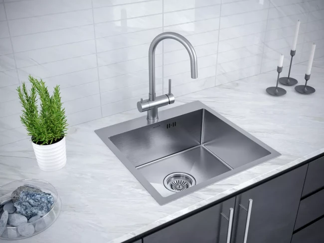 Кухонная мойка KRONER 59 из нержавеющей стали врезная