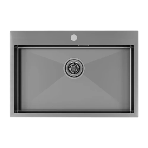 Кухонная мойка KRONER 75 Вороненая сталь GM