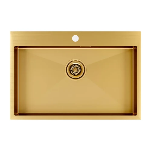 Кухонная мойка KRONER 75 Брашированное золото BG