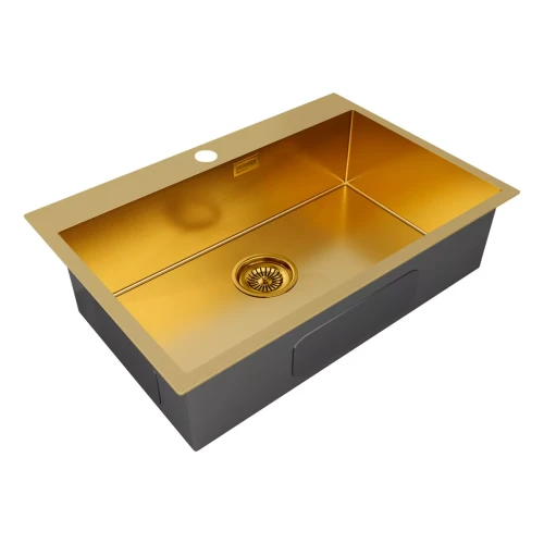 Кухонная мойка KRONER 75 Брашированное золото BG